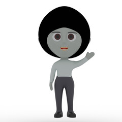 3d cute character waving hand