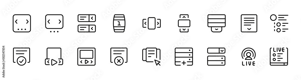 Poster ui ux design icons, web icons. set of editable stroke icons. ui components, vector illustrator. usab