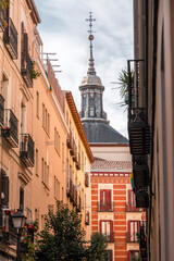 Generic architecture and street view in the central streets of Madrid, Spain