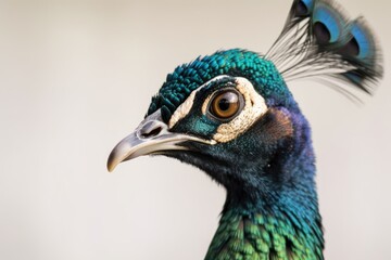 Obraz premium Peacock bird in white. Generative AI