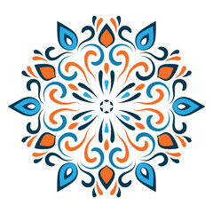 A Colorful ornamental mandala with a pattern of different colors.