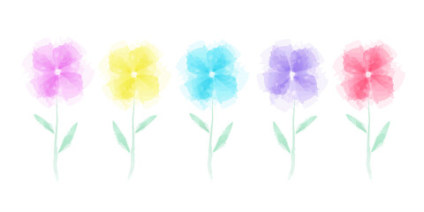 Naklejka premium A set of delicate watercolor spring flowers