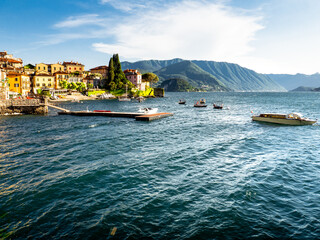 Wiew on Varenna town, lake Como, Lombardy, Italy. - obrazy, fototapety, plakaty