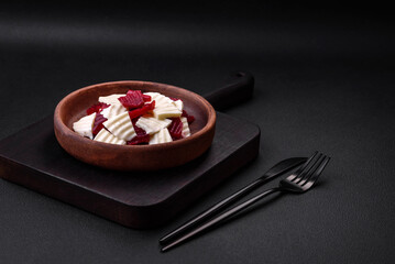 Delicious fresh mozzarella and boiled beets cut into slices