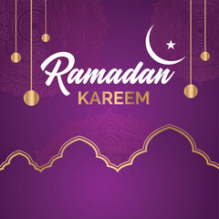 A purple color Ramadan Kareem luxury background.