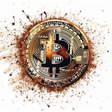 A digital illustration of the Bitcoin, or BTH, symbol. Generative AI.