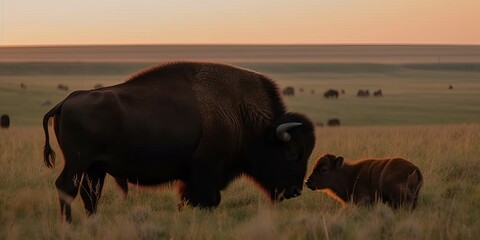 bison in the wild, generative ai - obrazy, fototapety, plakaty