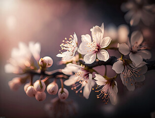 Obraz na płótnie Canvas Cherry blossom in spring for background ,generative artificial intelligence