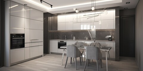 modern spacious kitchen, generative ai