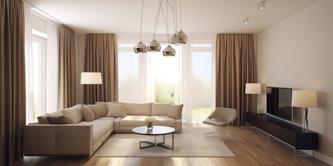 modern spacious living room, generative ai