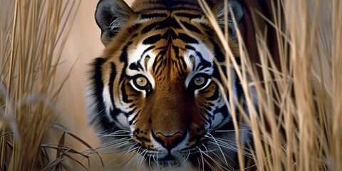 tiger head close up, generative ai