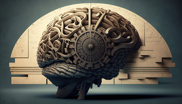 Representative illustration of human brain. Intelligence concept. Generative AI