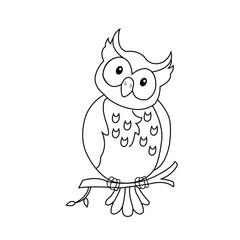 Vector hand drawn owl outline illustration art