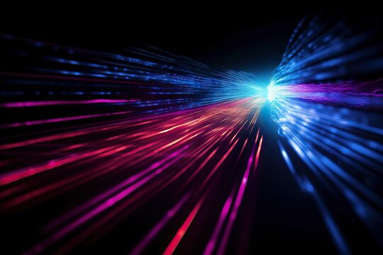Colorful Lights on Black Background, Lightspeed Digital Art, Award-Winning Shutterstock Entry, AI generated