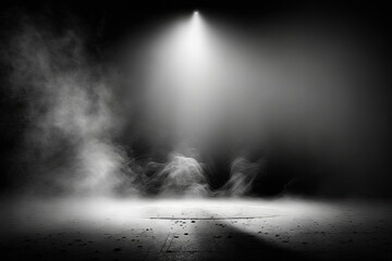 Empty dark background with smoke or fog on the floor.. ,generative artificial intelligence