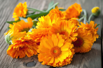 Calendula pictures showcase the bright and cheerful flowers of the Calendula officinalis plant. - obrazy, fototapety, plakaty