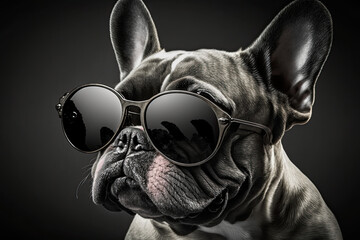 French Bulldog dog wearing sunglasses,generative artificial intelligence