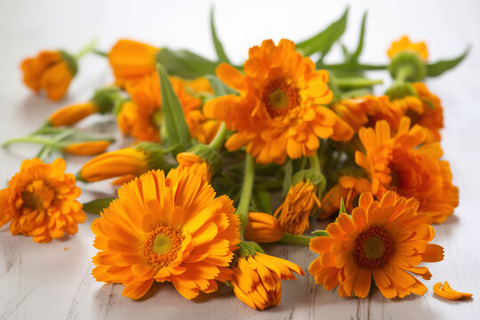 Calendula pictures showcase the bright and cheerful flowers of the Calendula officinalis plant. With shades of yellow and orange, these images are perfect for natural health, and wellness content.