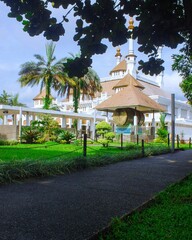 White grand mosque with golden dome, tasikmalaya, west java, indonesia