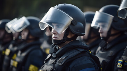 Fototapeta premium Ukrainian soldiers lined up ready to attack