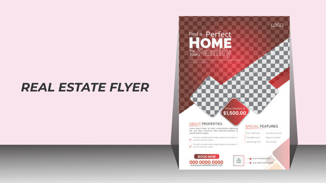 Real estate
 Modern abstract real estate  flyer a4 vector layout template. Marketing proposal leaflet or poster banner cover design. Real estate template design print ready.