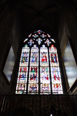 Stained glass window in the Cathedral Notre-Dame de Chartres in Chartres, France
