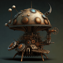 Mushroom in steampunk style, industrial abstrakt Illustration