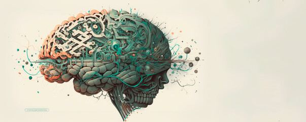 Representative illustration of human brain. Intelligence concept. Generative AI