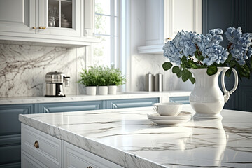 Modern Contemporary kitchen room interior .white and wood,generative artificial intelligence