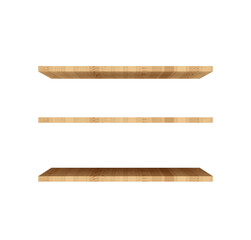 Three wooden shelves