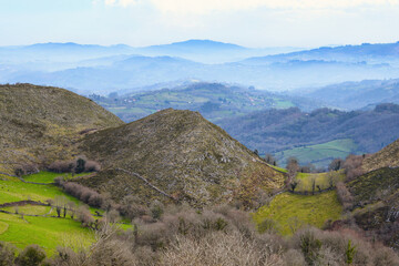 Fototapeta premium Landscape around Panicera village, Grado muncipality, Asturias, Spain