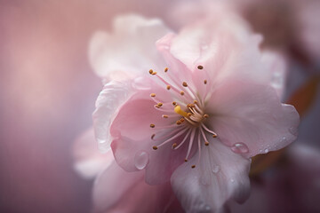Close up of a pink cherry blossom flower