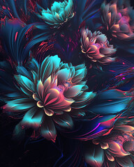 Fototapeta na wymiar Beautiful dark abstract exotic flowers