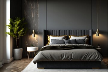 Serene and Minimalistic Bedroom Interior with a Touch of Rustic Charm