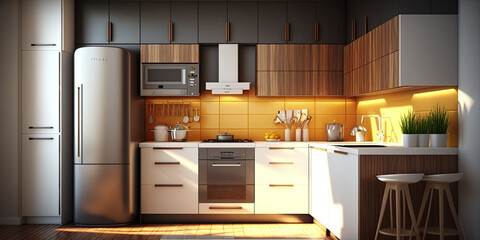 New modern kitchen interior ,generative artificial intelligence