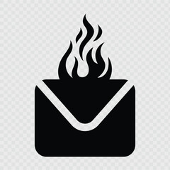 Flame letter icon design isolated on transparent background. Vector