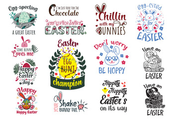Naklejka premium Easter Day Quotes Bundle SVG, Easter quotes, Easter Bunny svg, Easter Egg svg, Easter png, Spring svg, Easter Quote SVG, Easter Cut File, Easter Saying, Easter Eggs Svg, Easter Shirt, Cut Files for Cr