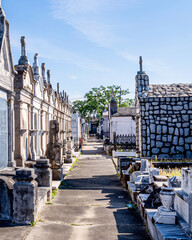 Classical colonial French cemetery (Lafayette cemetery) in New Orleans, Louisiana