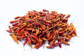 Hot red dried chili peppers
