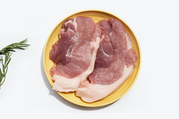 Pork meat on white background.