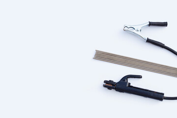 Welding equipment on white background.