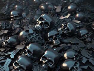 Fototapeta na wymiar Obsidian skulls created with Generative AI technology