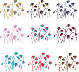 Poppy flowers of different shades on a spring theme for postcards, invitations, business cards, announcements