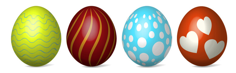 Set of bright colorful vector Easter eggs isolated on a white background.