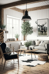 Scandinavian living room interior ,generative artificial intelligence