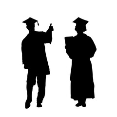 Graduate, student in graduation cap - silhouette