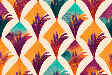 Abstract palm in vibrant color pattern, stunning seamless background, cool continuous wallpaper, generative ai