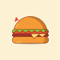 illustration of a burger with a small flag