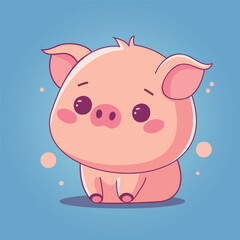 Obraz na płótnie Canvas Cute little pig. Flat cartoon character. Vector illustration.