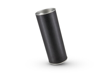 Black Kraft paper tube tin can isolated on white background